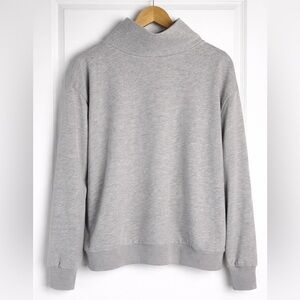 Dudley Stephens Liona Light Gray Turtleneck Sweatshirt in French Terry -M-